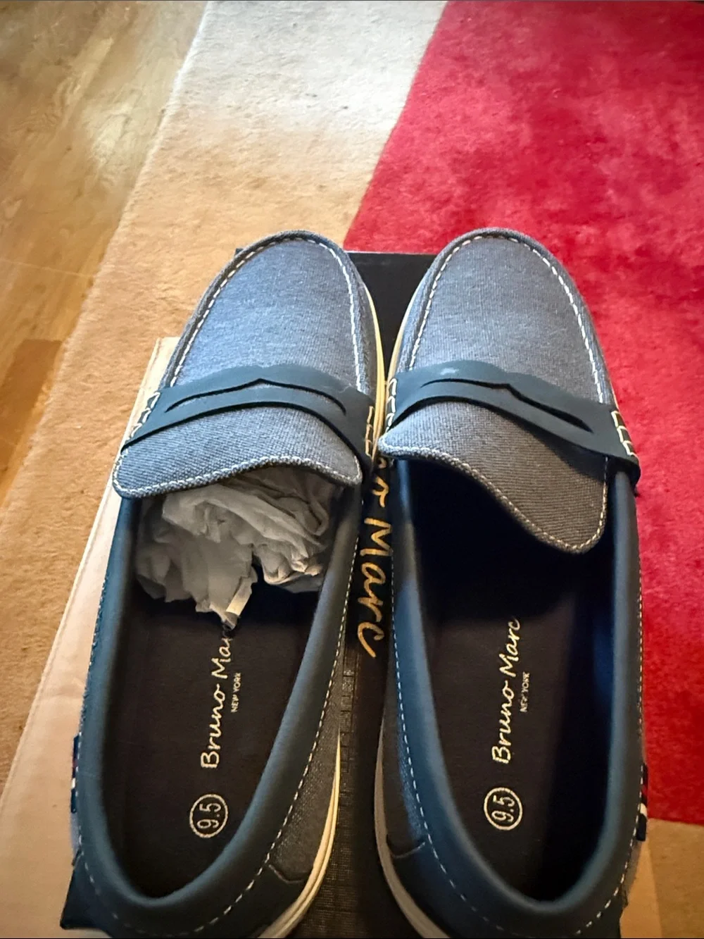 Bruno Marc Men’s Navy blue Canvas Slip-On Loafers